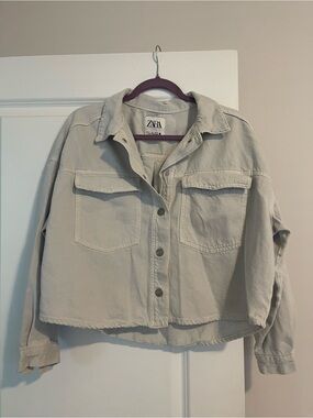 Zara Women's Light Denim Cropped Jacket